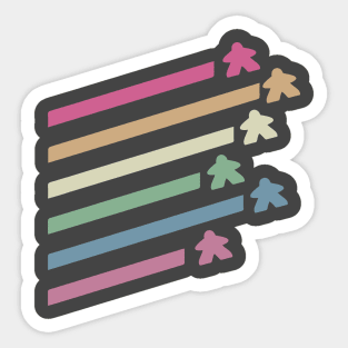 Retro Flying Meeples Sticker